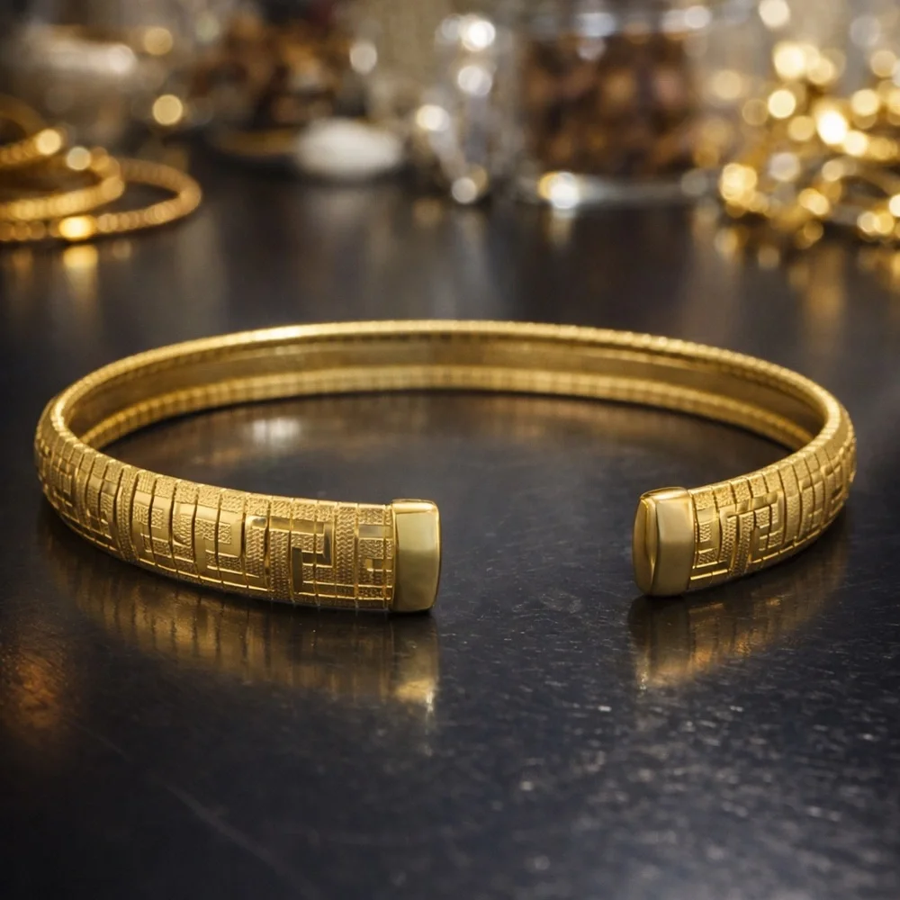 Mia Fiore Dyadema Gold Plated Bronze Open Cuff Bracelet Italy